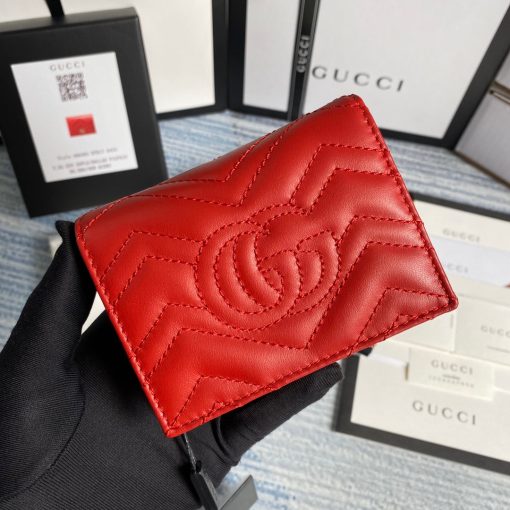 Gucci GG Marmont Card Case Wallet In Red - Image 2