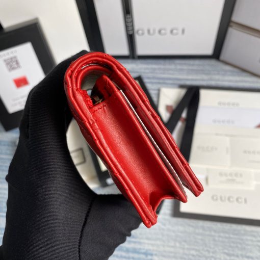 Gucci GG Marmont Card Case Wallet In Red - Image 3