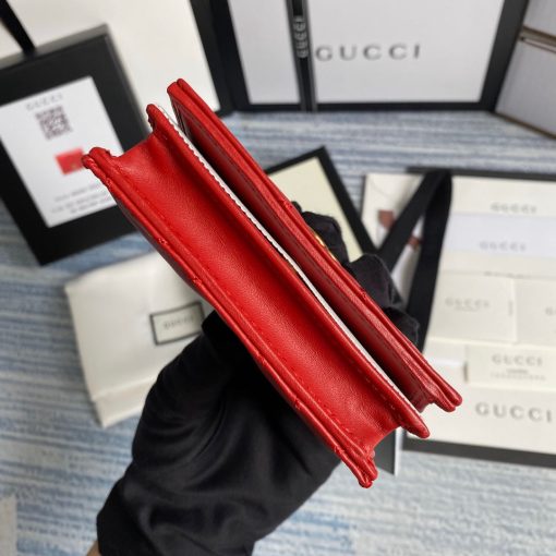 Gucci GG Marmont Card Case Wallet In Red - Image 4