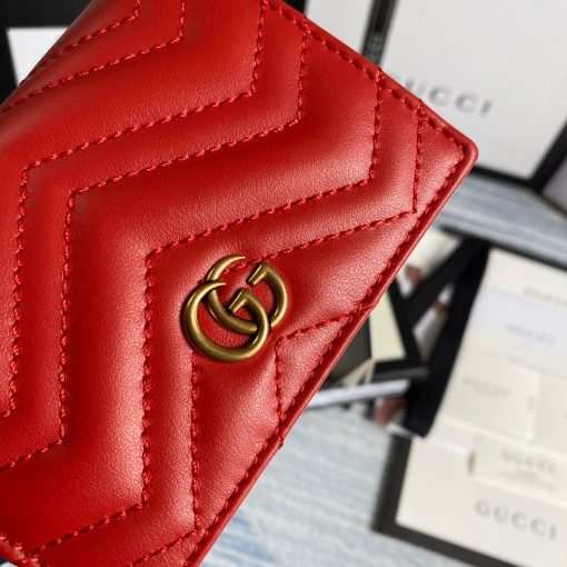 Gucci GG Marmont Card Case Wallet In Red - Image 5