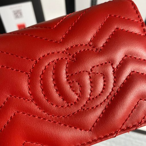 Gucci GG Marmont Card Case Wallet In Red - Image 6