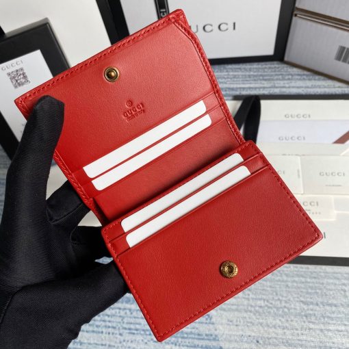 Gucci GG Marmont Card Case Wallet In Red - Image 7