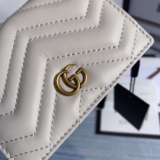 Gucci GG Marmont Card Case Wallet In White - Image 5