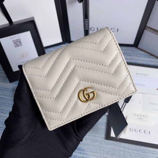 Gucci GG Marmont Card Case Wallet In White