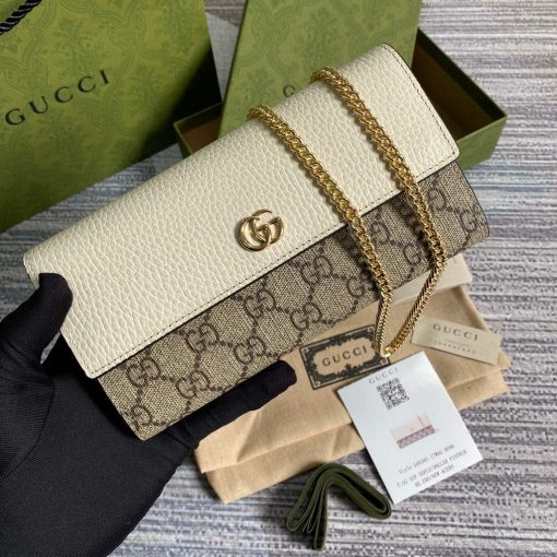 Gucci GG Marmont Chain Wallet White