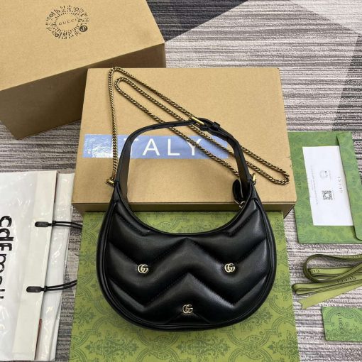 Gucci GG Marmont Half Moon Shaped Mini Bag Black - Image 2