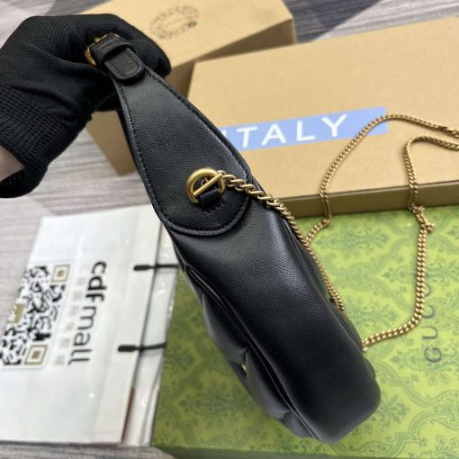 Gucci GG Marmont Half Moon Shaped Mini Bag Black - Image 3