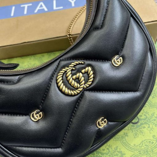 Gucci GG Marmont Half Moon Shaped Mini Bag Black - Image 5