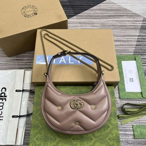 Gucci GG Marmont Half Moon Shaped Mini Bag Light Pink