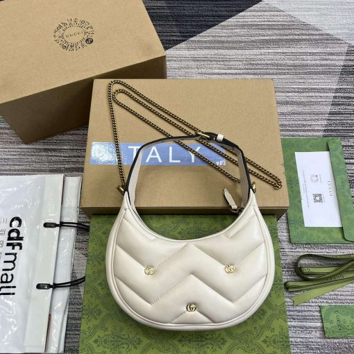 Gucci GG Marmont Half Moon Shaped Mini Bag White - Image 2