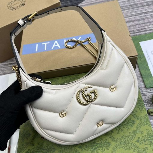 Gucci GG Marmont Half Moon Shaped Mini Bag White - Image 4