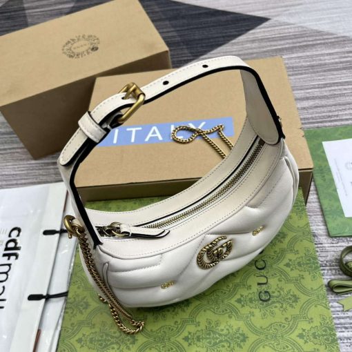 Gucci GG Marmont Half Moon Shaped Mini Bag White - Image 7