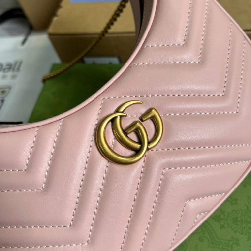 Gucci GG Marmont Half-moon-shaped Mini Bag Pink - Image 6