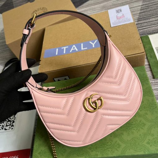 Gucci GG Marmont Half-moon-shaped Mini Bag Pink