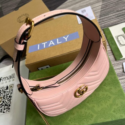 Gucci GG Marmont Half-moon-shaped Mini Bag Pink - Image 7