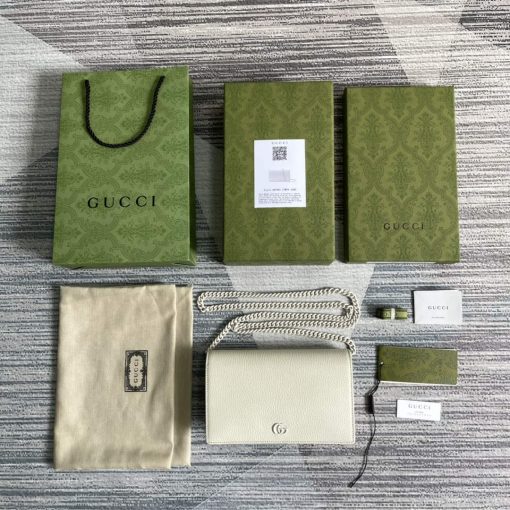 Gucci GG Marmont Leather Mini Chain Bag White - Image 9