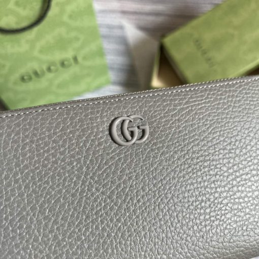 Gucci GG Marmont Leather Zip Around Wallet Dark Grey - Image 7