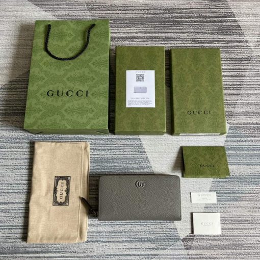 Gucci GG Marmont Leather Zip Around Wallet Dark Grey - Image 9