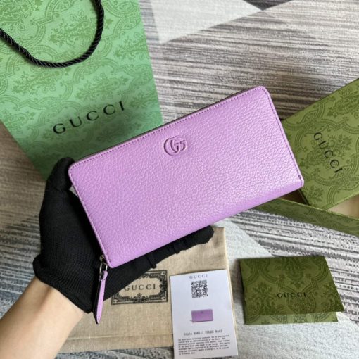 Gucci GG Marmont Leather Zip Around Wallet Light Purle