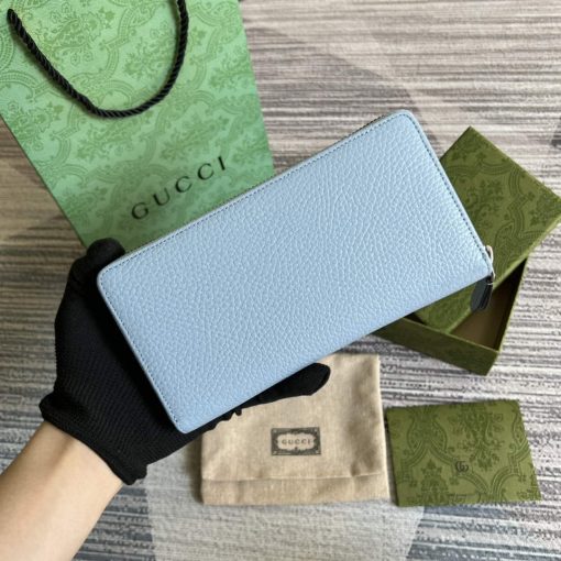 Gucci GG Marmont Leather Zip Around Wallet Pale Blue - Image 2