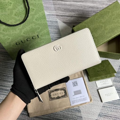 Gucci GG Marmont Leather Zip Around Wallet White