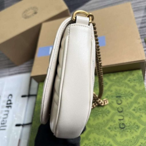 Gucci GG Marmont Matelassé Chain Mini Bag White - Image 7