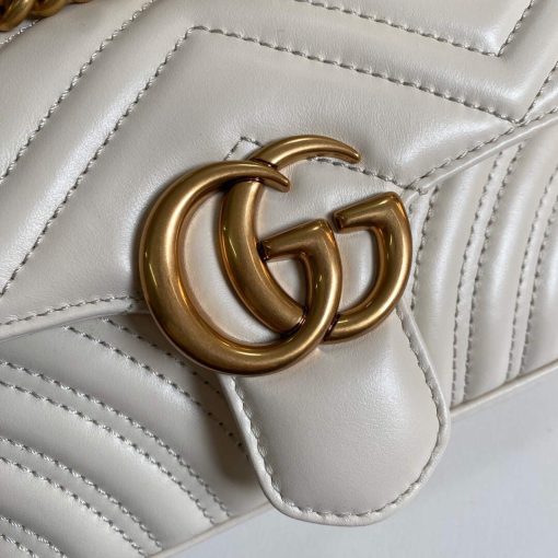 Gucci GG Marmont Matelassé Mini Bag White - Image 4