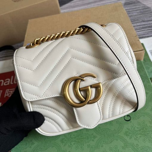 Gucci GG Marmont Matelassé Mini Tote Bag White - Image 6