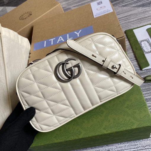 Gucci GG Marmont Matelassé Small Shoulder Bag White