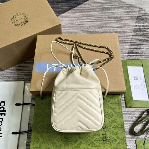 Gucci GG Marmont Mini Bucket Bag White - Image 2