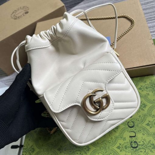 Gucci GG Marmont Mini Bucket Bag White - Image 3