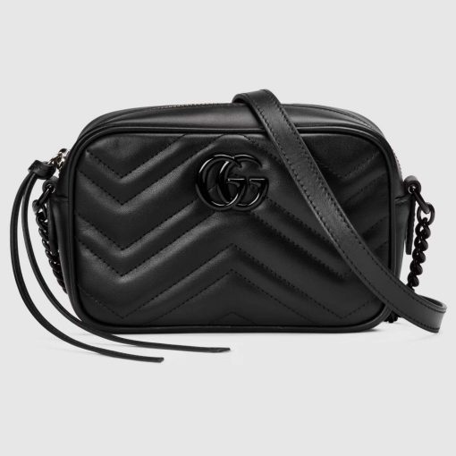 Gucci GG Marmont Mini Shoulder Bag Black Matelassé Chevron Leather