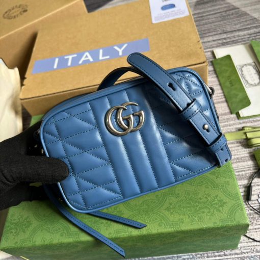 Gucci GG Marmont Mini Shoulder Bag Blue - Image 4