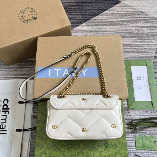 Gucci GG Marmont Mini Shoulder Bag Double G Studs White - Image 2