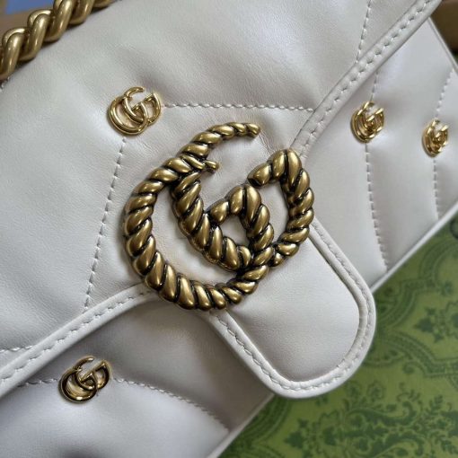 Gucci GG Marmont Mini Shoulder Bag Double G Studs White - Image 5