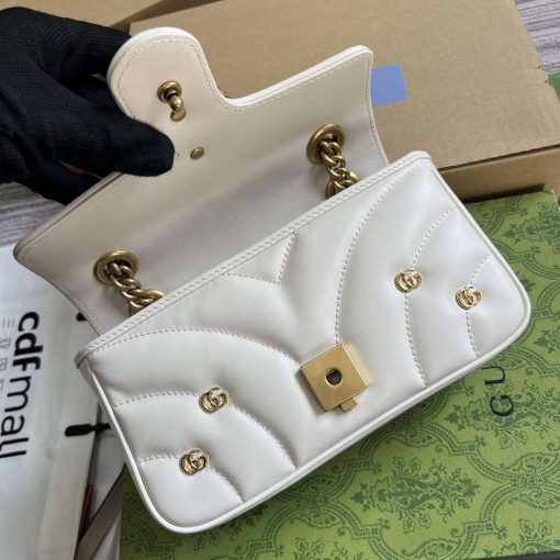 Gucci GG Marmont Mini Shoulder Bag Double G Studs White - Image 7