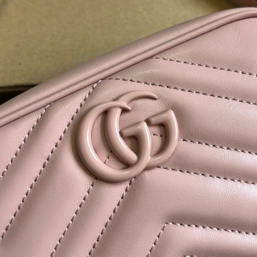 Gucci GG Marmont Mini Shoulder Bag Light Pink Matelassé Chevron Leather - Image 8