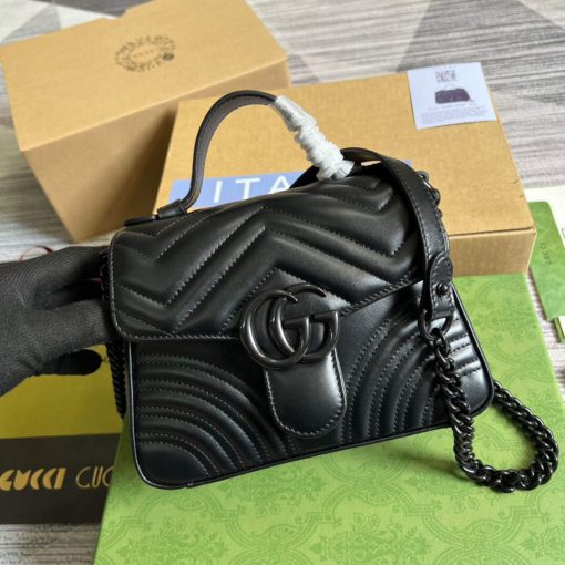 Gucci GG Marmont Mini Top Handle Bag Black