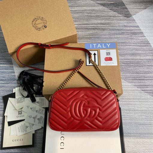 Gucci GG Marmont Small Matelassé Shoulder Bag Red - Image 2