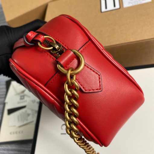 Gucci GG Marmont Small Matelassé Shoulder Bag Red - Image 3