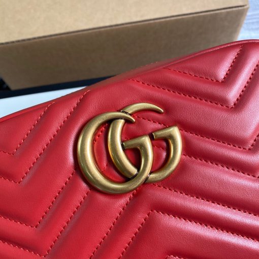 Gucci GG Marmont Small Matelassé Shoulder Bag Red - Image 5