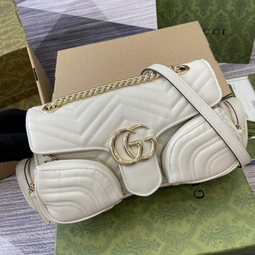 Gucci GG Marmont Small Multi Pocket Bag White - Image 4