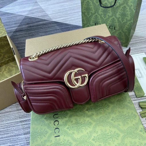 Gucci GG Marmont Small Multi Pocket Bag Wine Red - Image 4