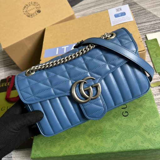 Gucci GG Marmont Small Shoulder Bag Blue - Image 4