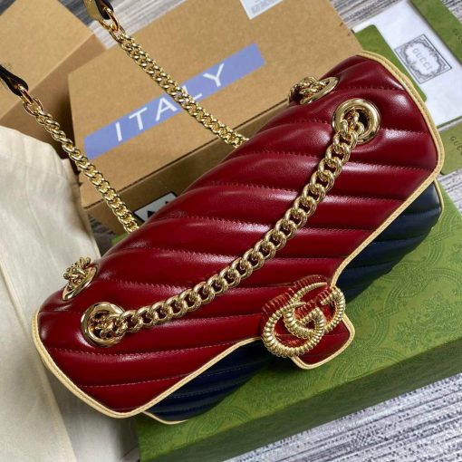 Gucci GG Marmont Small Shoulder Bag Blue And Red - Image 7