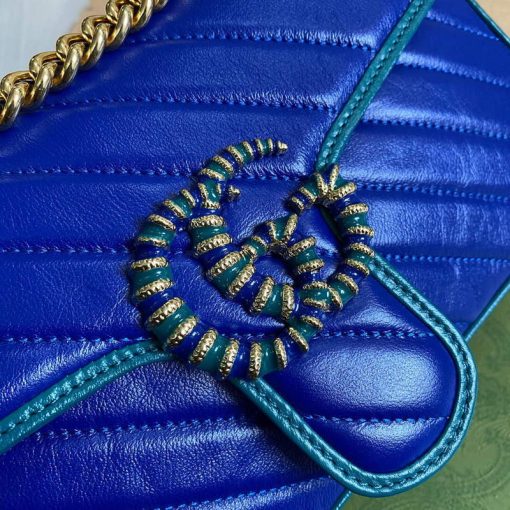 Gucci GG Marmont Small Shoulder Bag Blue Green - Image 6