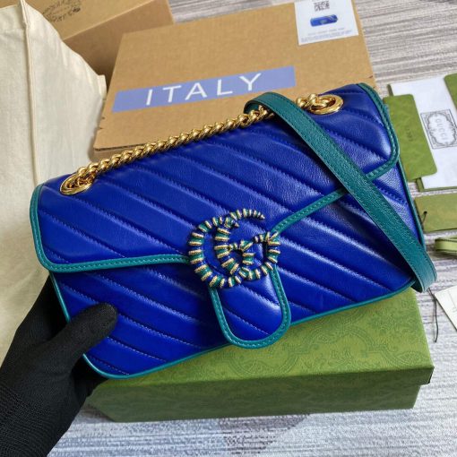 Gucci GG Marmont Small Shoulder Bag Blue Green