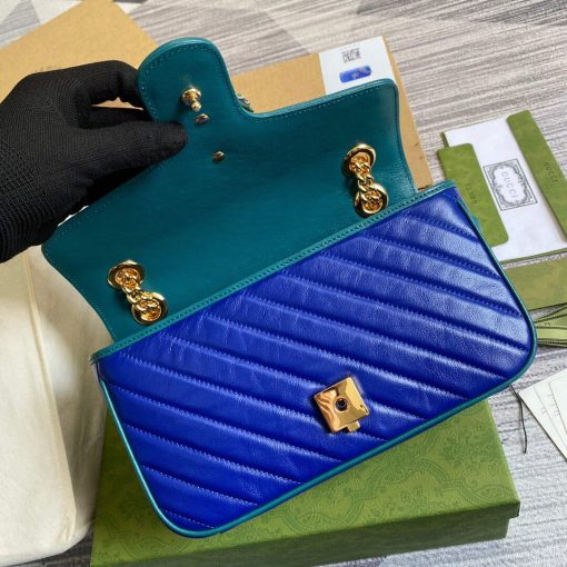 Gucci GG Marmont Small Shoulder Bag Blue Green - Image 8