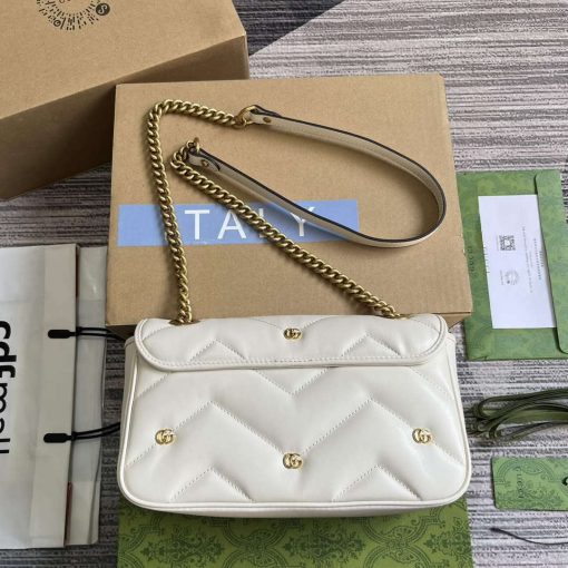 Gucci GG Marmont Small Shoulder Bag Double G Studs White - Image 2