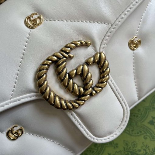 Gucci GG Marmont Small Shoulder Bag Double G Studs White - Image 5